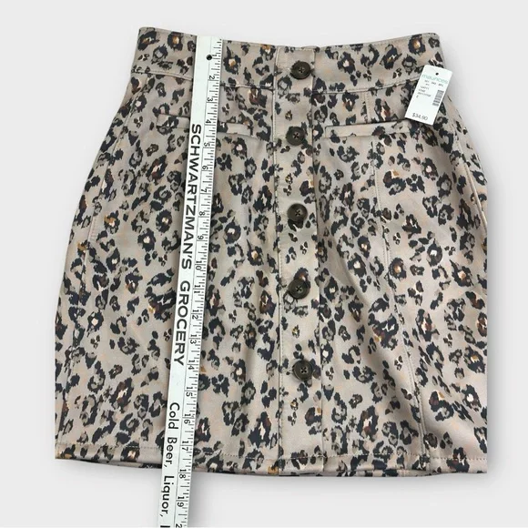 Maurices Leopard Print Button Front Mini Skirt Tan Brown Black Size 2 NWT - Picture 7 of 8